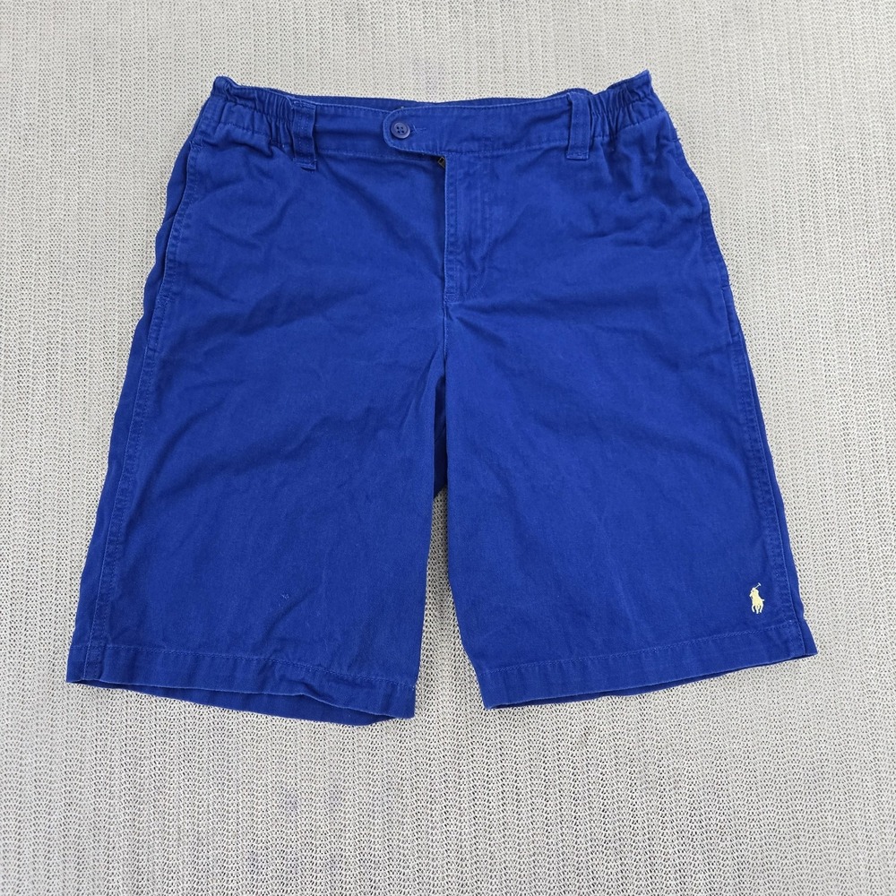 Polo Ralph Lauren Shorts Boys 14 Blue Twill Chino Elastic Waist Pony Logo
